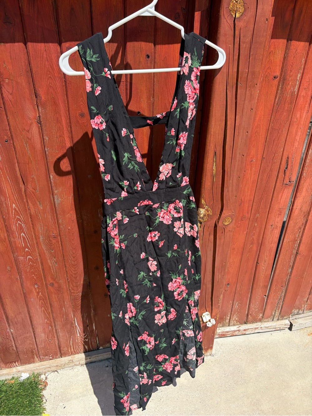 Topshop Black Maxi Dress with Pink Floral Print